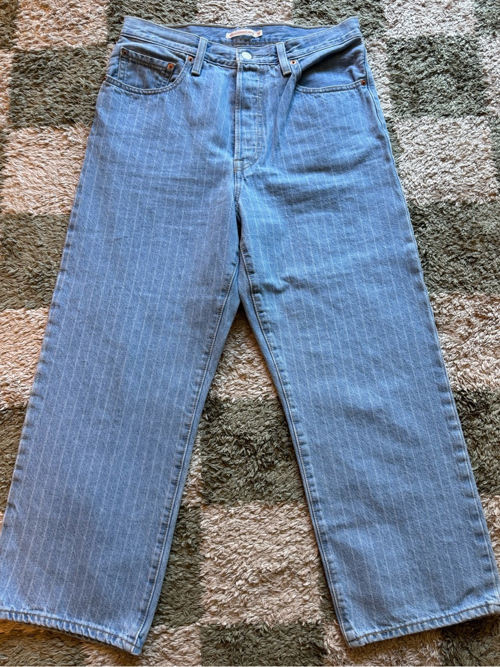 Light Blue Pinstripe Straight-Leg Levi’s.